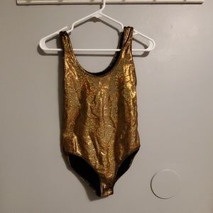 Gold lamè bodysuit